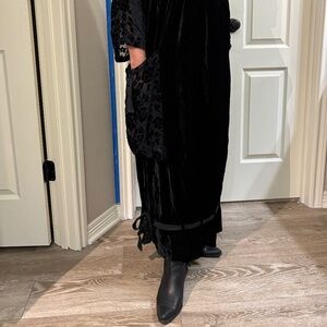 Women Witchy Whimsigoth Boho Halloween ¾ Sleeve Midi VTG Dress L Velvet Burnout